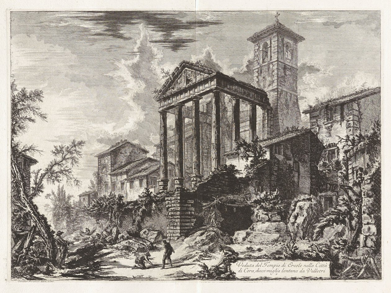 Utsikt over Herkulestempelet i byen Cora, ti mil fra Velletri, fra «Utsikter over Roma» av Giovanni Battista Piranesi