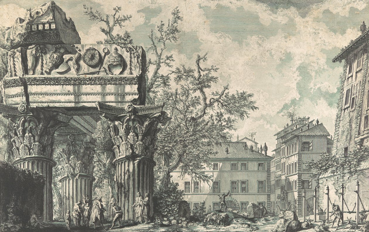 Utsikt over Temple of Jupiter Thundering, 1740-60-tallet. av Giovanni Battista Piranesi