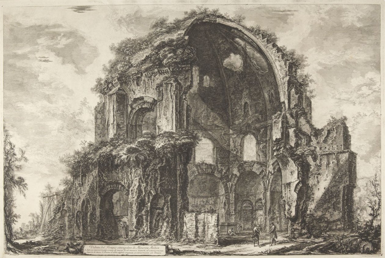 Utsikt over Minerva Medicas åttekantede tempel av Giovanni Battista Piranesi
