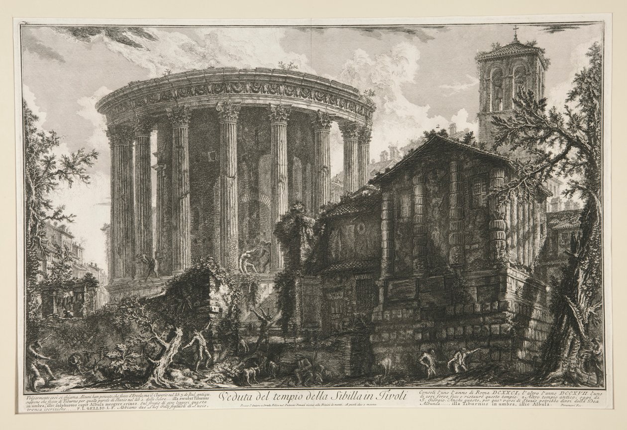 Utsikt over Sibylltemplet i Tivoli, fra Vedute di Roma av Giovanni Battista Piranesi