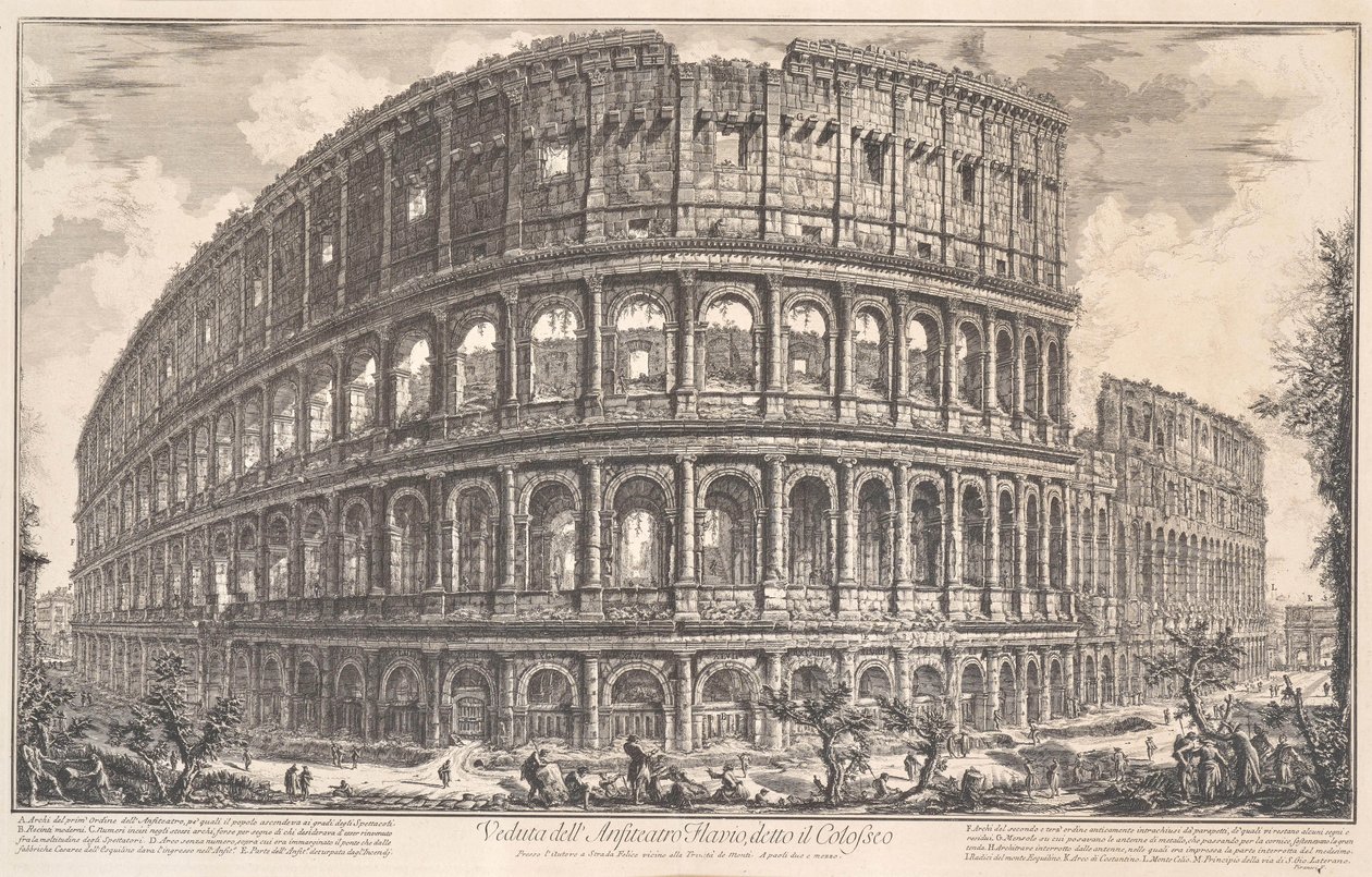 Utsikt over det flaviske amfiteateret kjent som Colosseum, 1757. av Giovanni Battista Piranesi