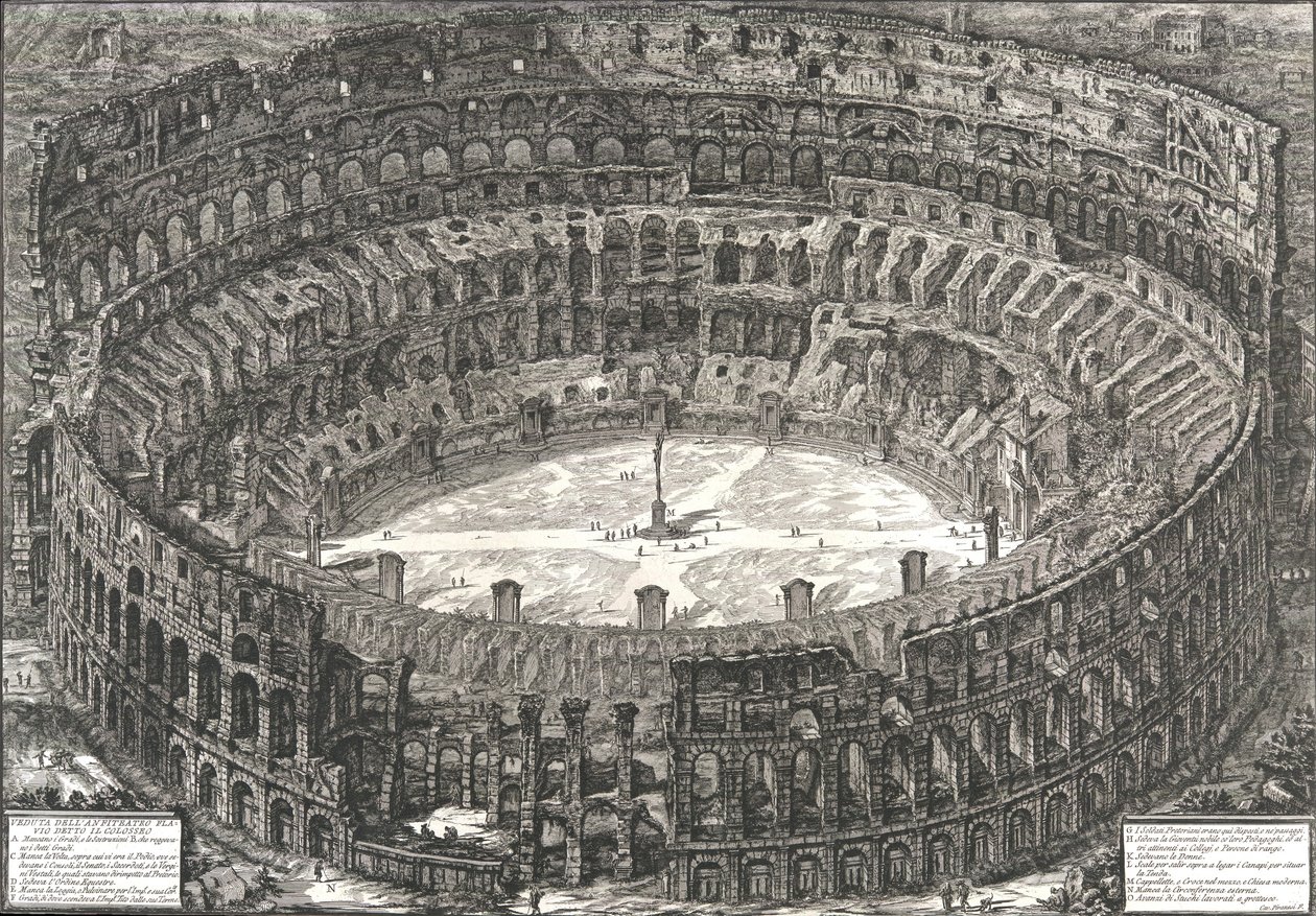 Utsikt over det flaviske amfiteateret kjent som Colosseum, 1776. av Giovanni Battista Piranesi