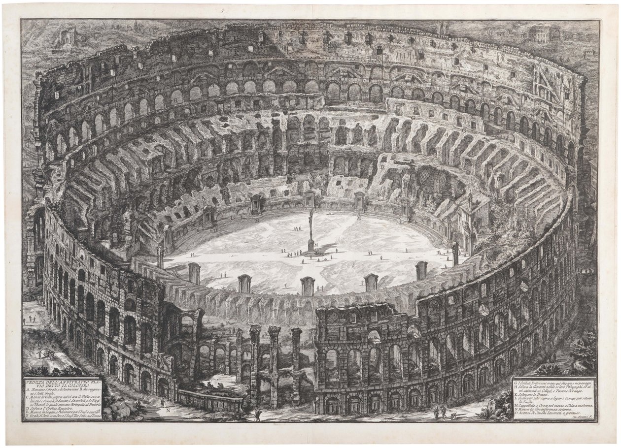 Utsikt over det flaviske amfiteateret kjent som Colosseum, 1776. av Giovanni Battista Piranesi