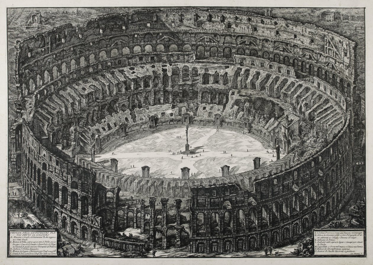 Utsikt over det flaviske amfiteateret kjent som Colosseum av Giovanni Battista Piranesi