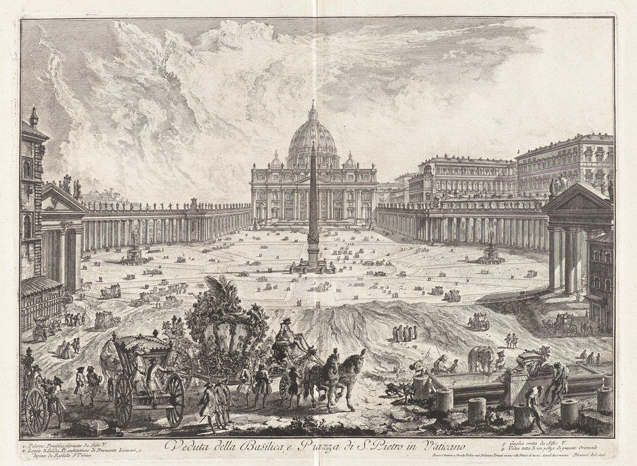 Utsikt over basilikaen og Piazza of Saint Peter av Giovanni Battista Piranesi