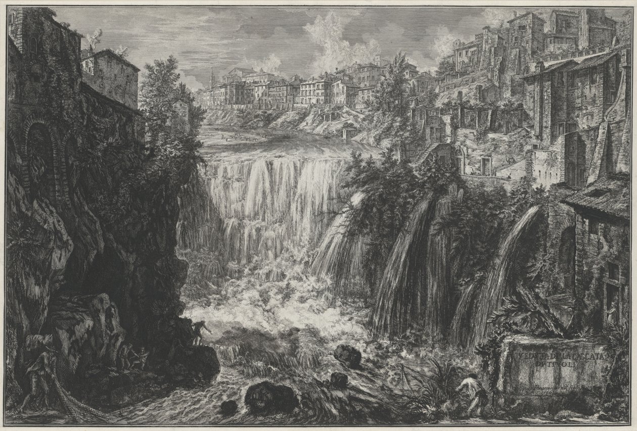 Utsikt over Tivoli-fossen av Giovanni Battista Piranesi