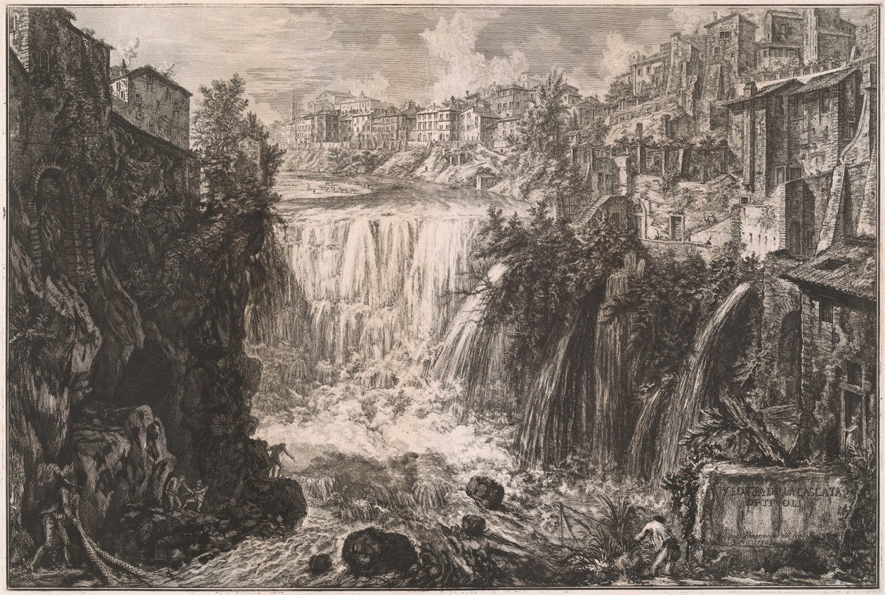 Utsikt over Tivolis fossefall av Giovanni Battista Piranesi