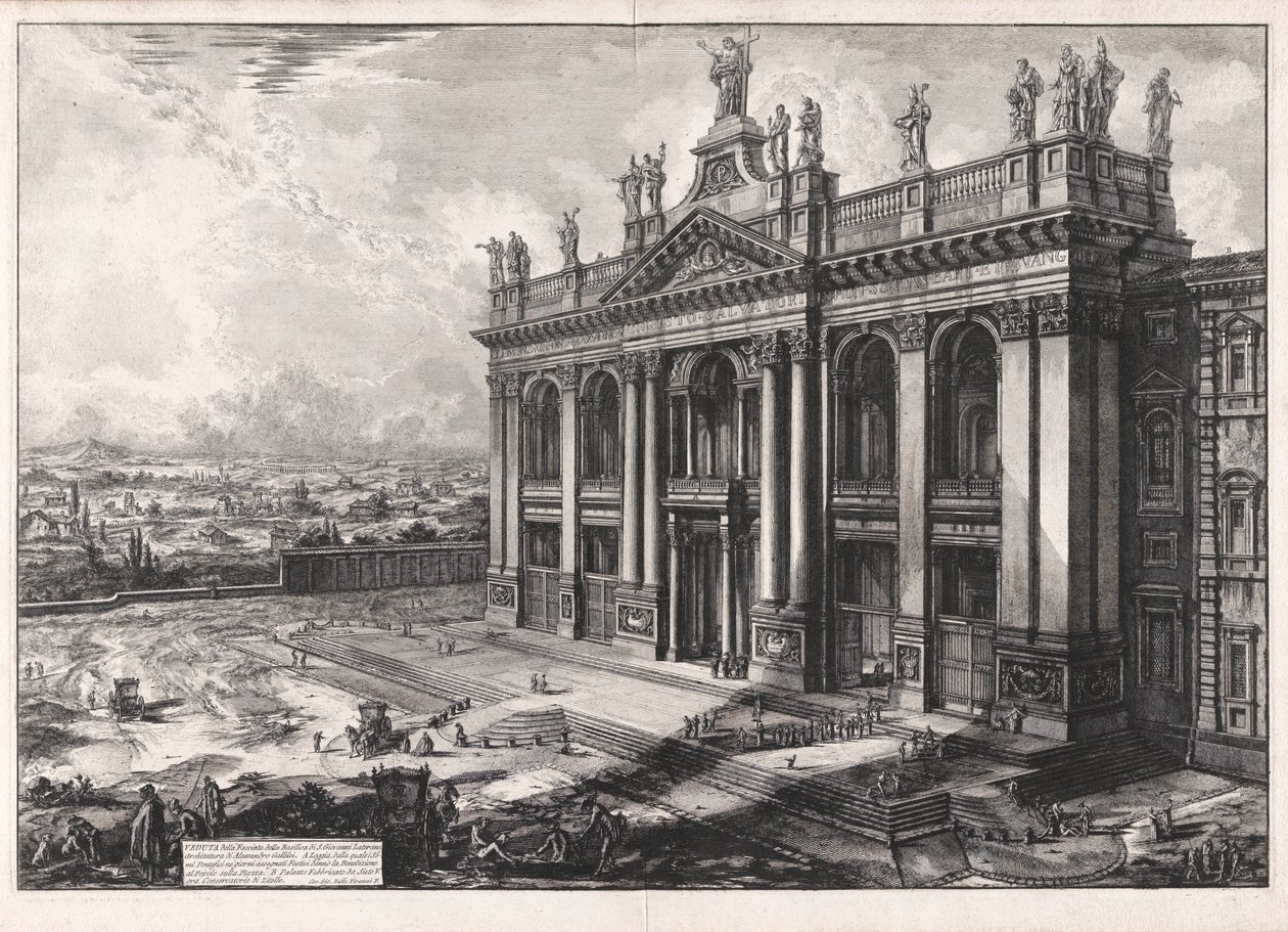 Utsikt over fasaden til basilikaen S. Giovanni Laterano av Giovanni Battista Piranesi
