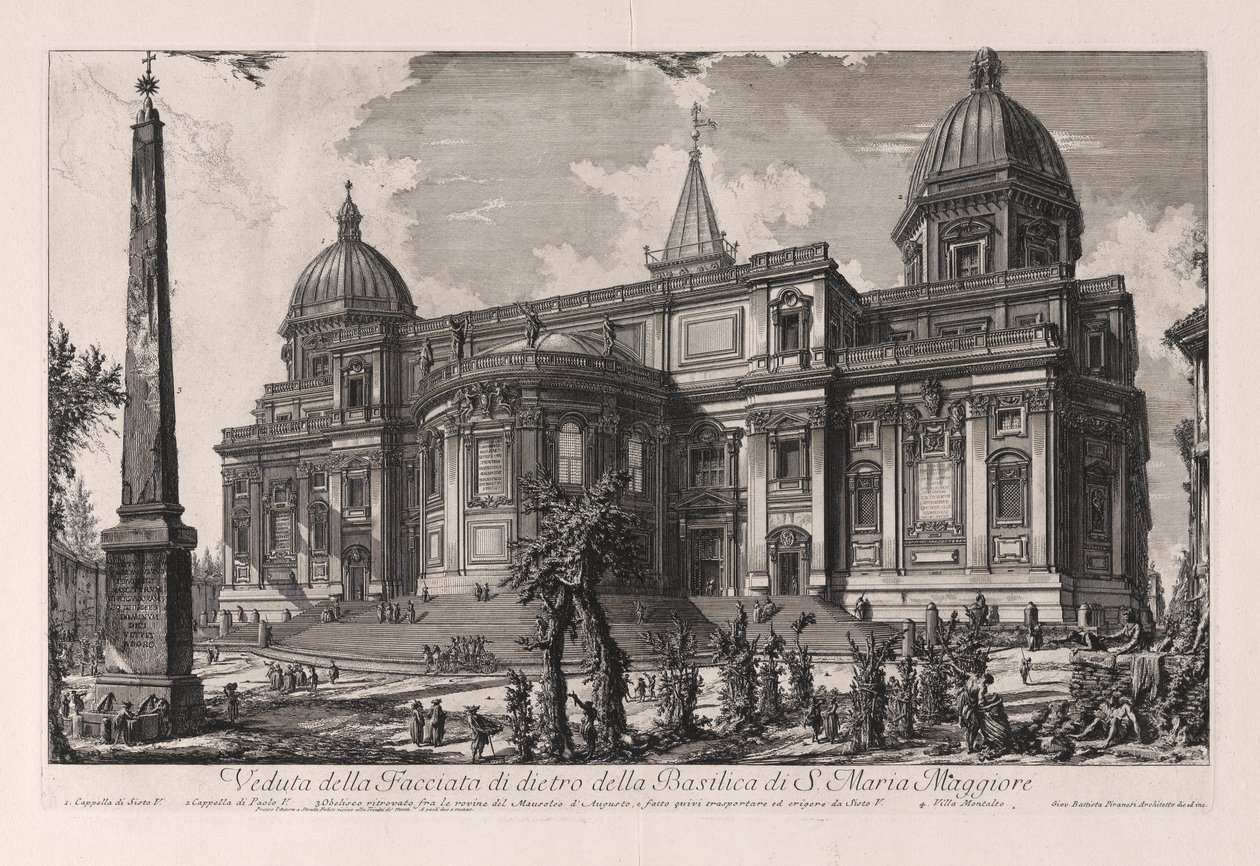 Utsikt over baksiden av basilikaen Santa Maria Maggiore (Utsikt over Fa? Ade på baksiden av basilikaen Santa Maria Maggiore), fra Vedute di Roma (Utsikt over Roma) av Giovanni Battista Piranesi