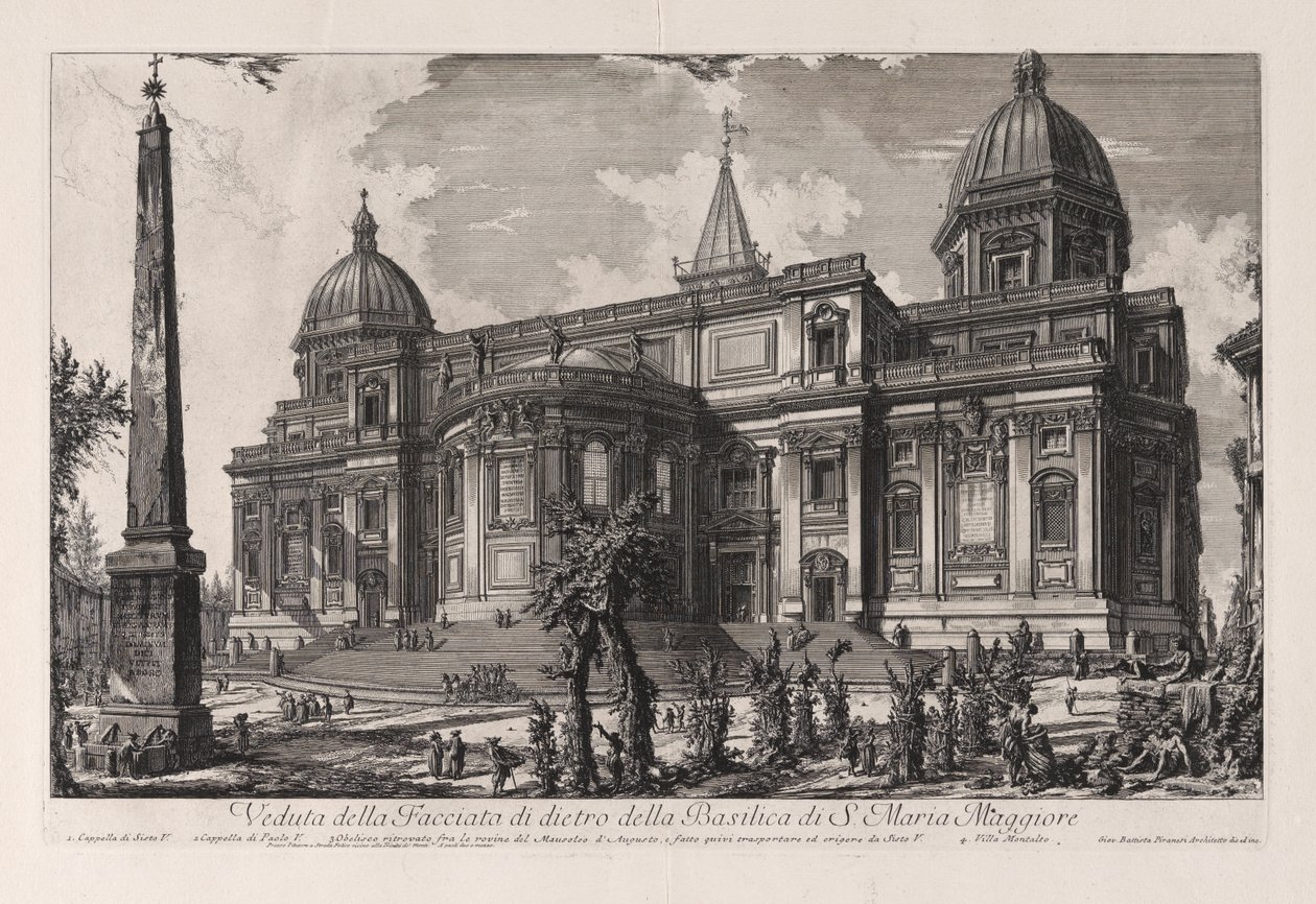 Utsikt over bakfasaden på basilikaen Santa Maria Maggiore, fra Vedute di Roma (Utsikter over Roma) av Giovanni Battista Piranesi