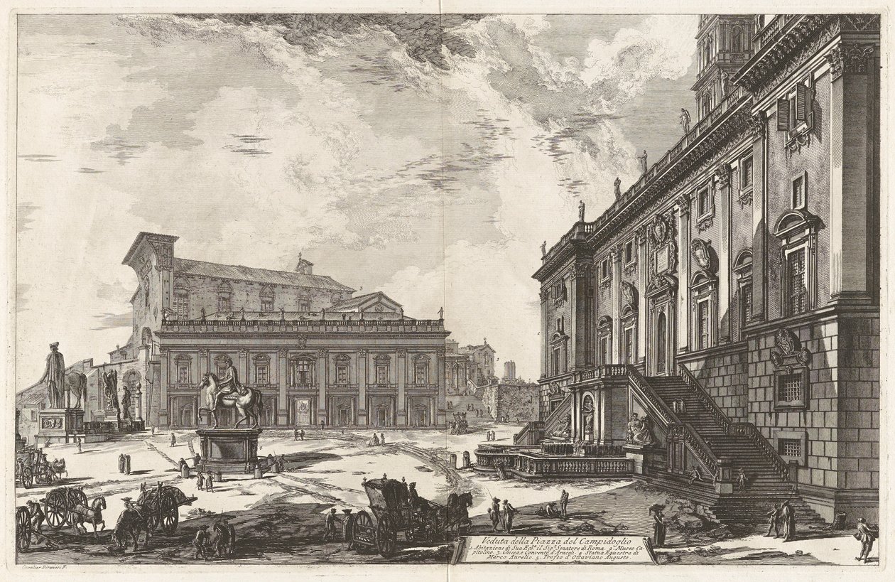 Utsikt over Piazza del Campidoglio (Utsikt over Piazza del Campidoglio), fra Vedute di Roma (Utsikt over Roma) av Giovanni Battista Piranesi