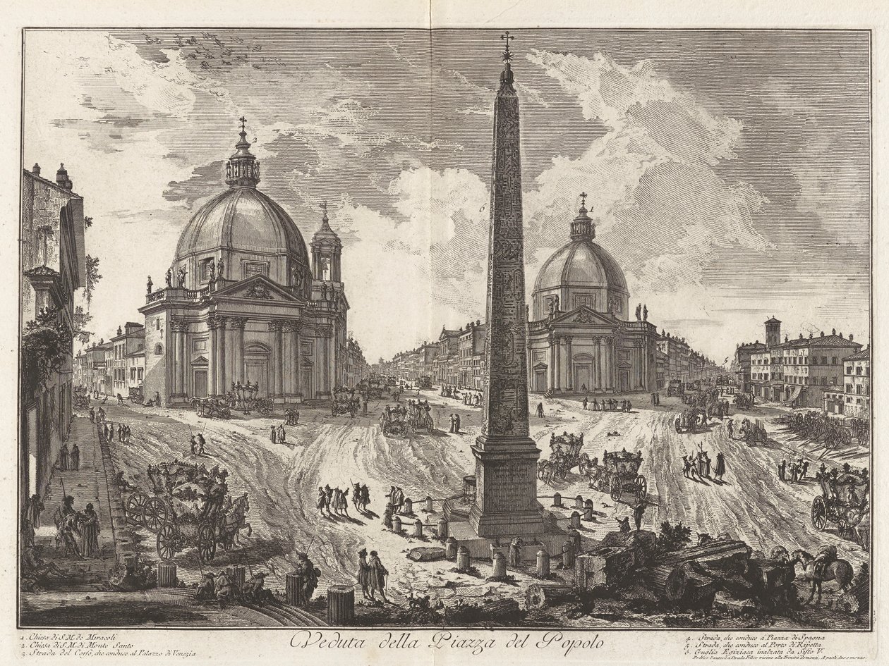Utsikt over Piazza del Popolo, fra Vedute di Roma (Utsikt over Roma) av Giovanni Battista Piranesi