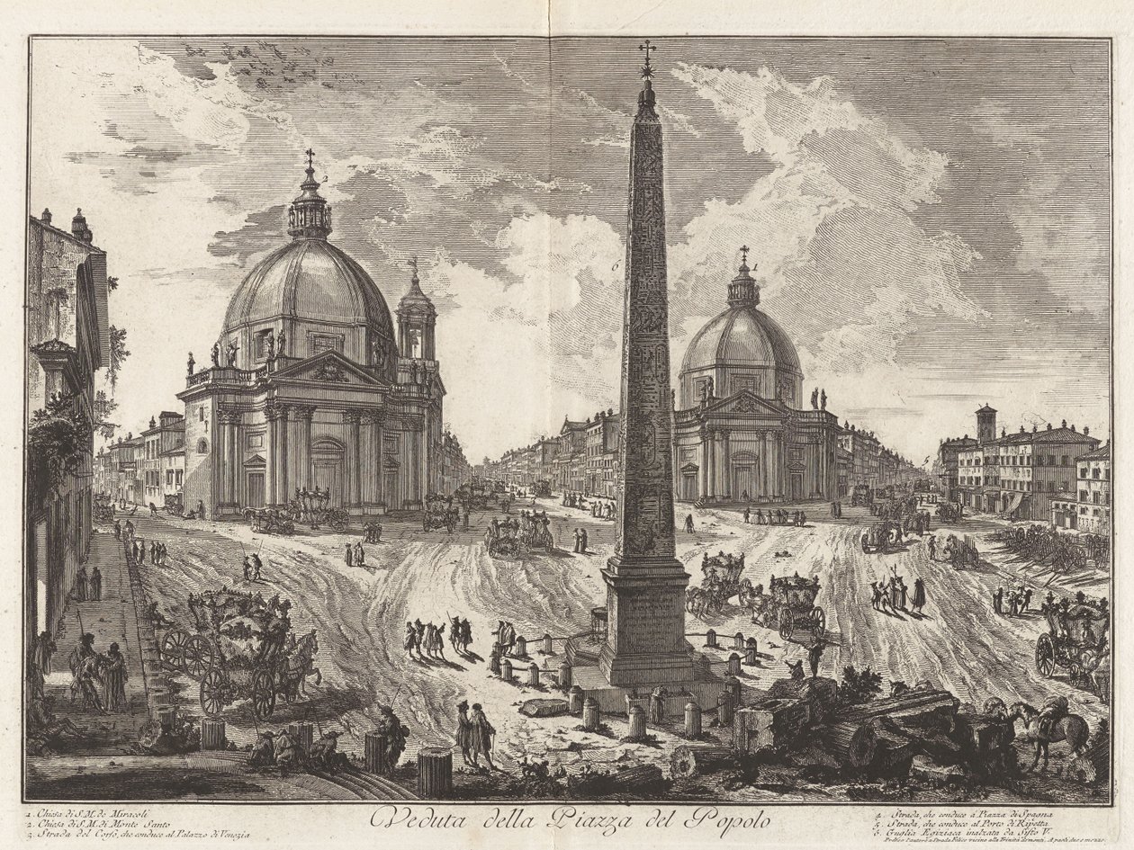 Utsikt over Piazza del Popolo, fra Vedute di Roma (Utsikter over Roma) av Giovanni Battista Piranesi