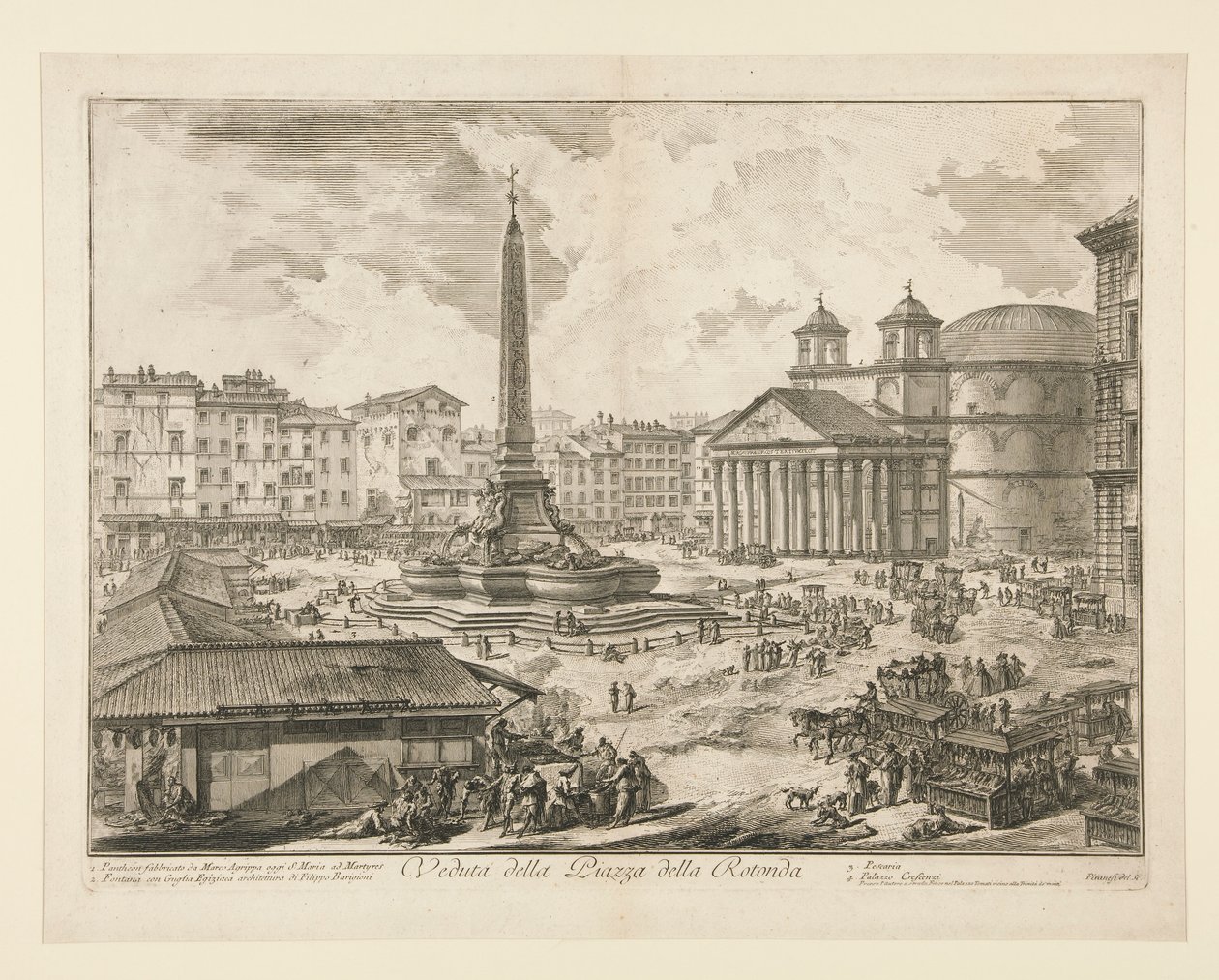 Utsikt over Piazza della Rotonda, fra utsikt over Roma av Giovanni Battista Piranesi