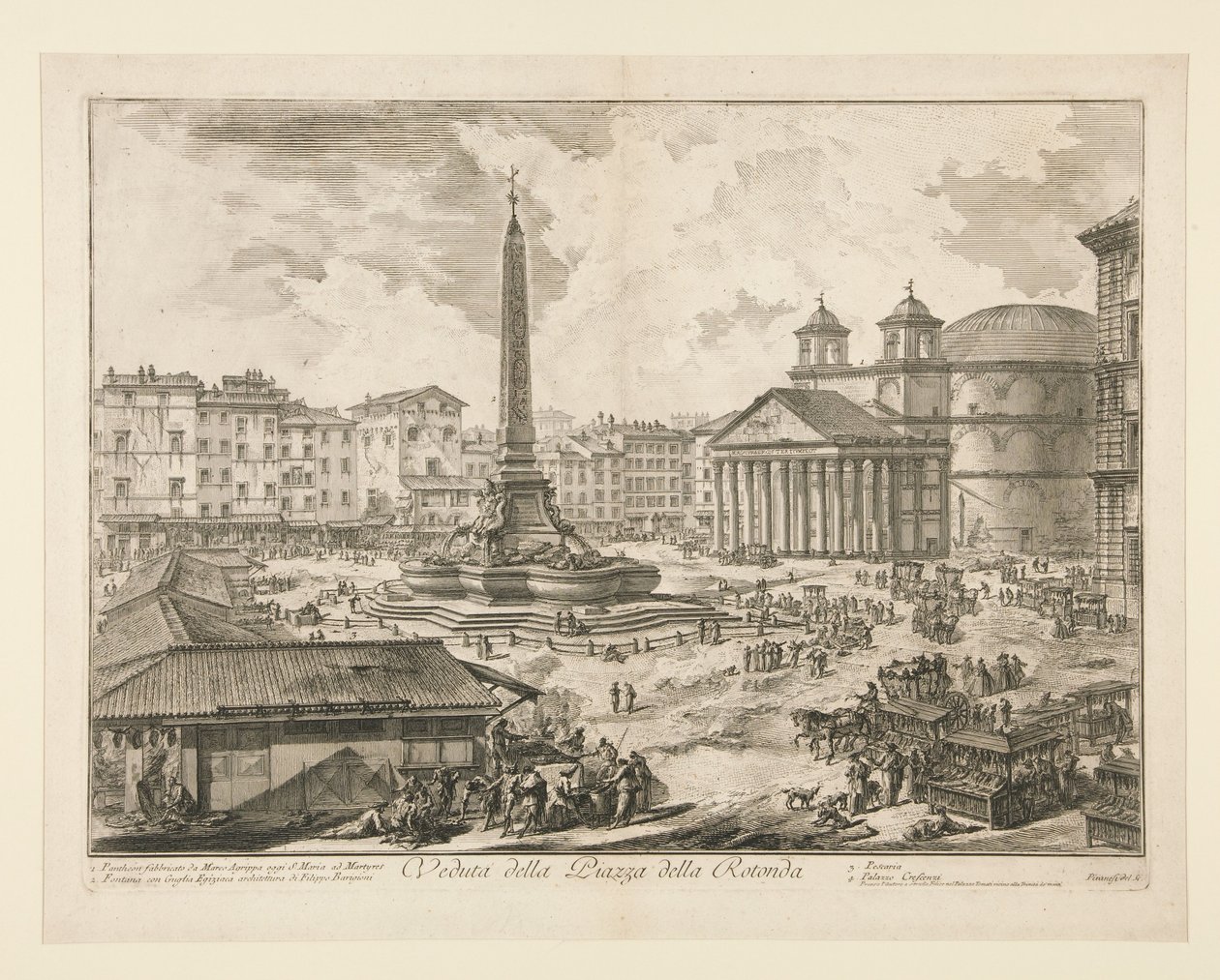 Utsikt over Piazza della Rotonda, fra Vedute di Roma av Giovanni Battista Piranesi