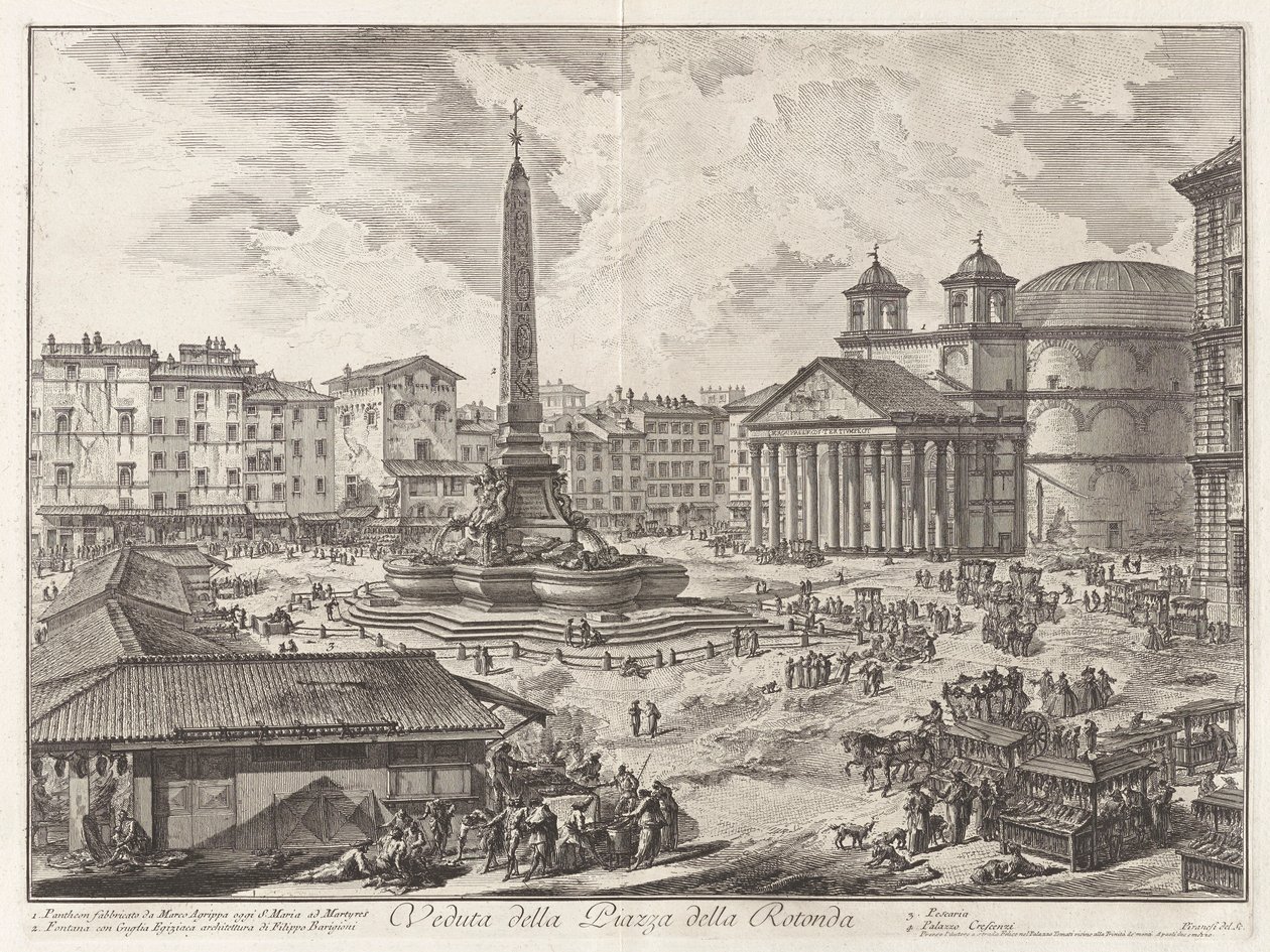 Veduta della Piazza della Rotunda (Utsikt over Piazza della Rotonda [med Pantheon i bakgrunnen]), fra Vedute di Roma (Utsikt over Roma) av Giovanni Battista Piranesi