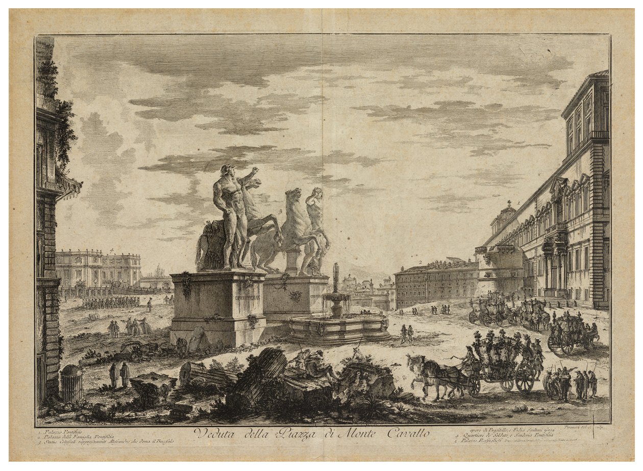 Utsikt over Piazza di Monte Cavallo (Quirinale) av Giovanni Battista Piranesi