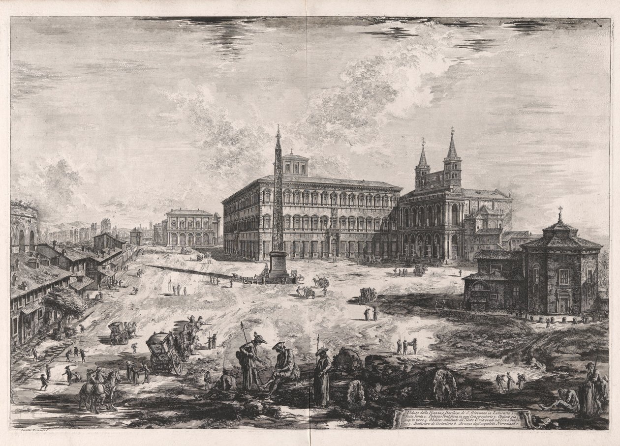 Utsikt over torget og basilikaen San Giovanni in Laterano (utsikt over torget og basilikaen San Giovanni in Laterano), fra Vedute di Roma (utsikt over Roma) av Giovanni Battista Piranesi