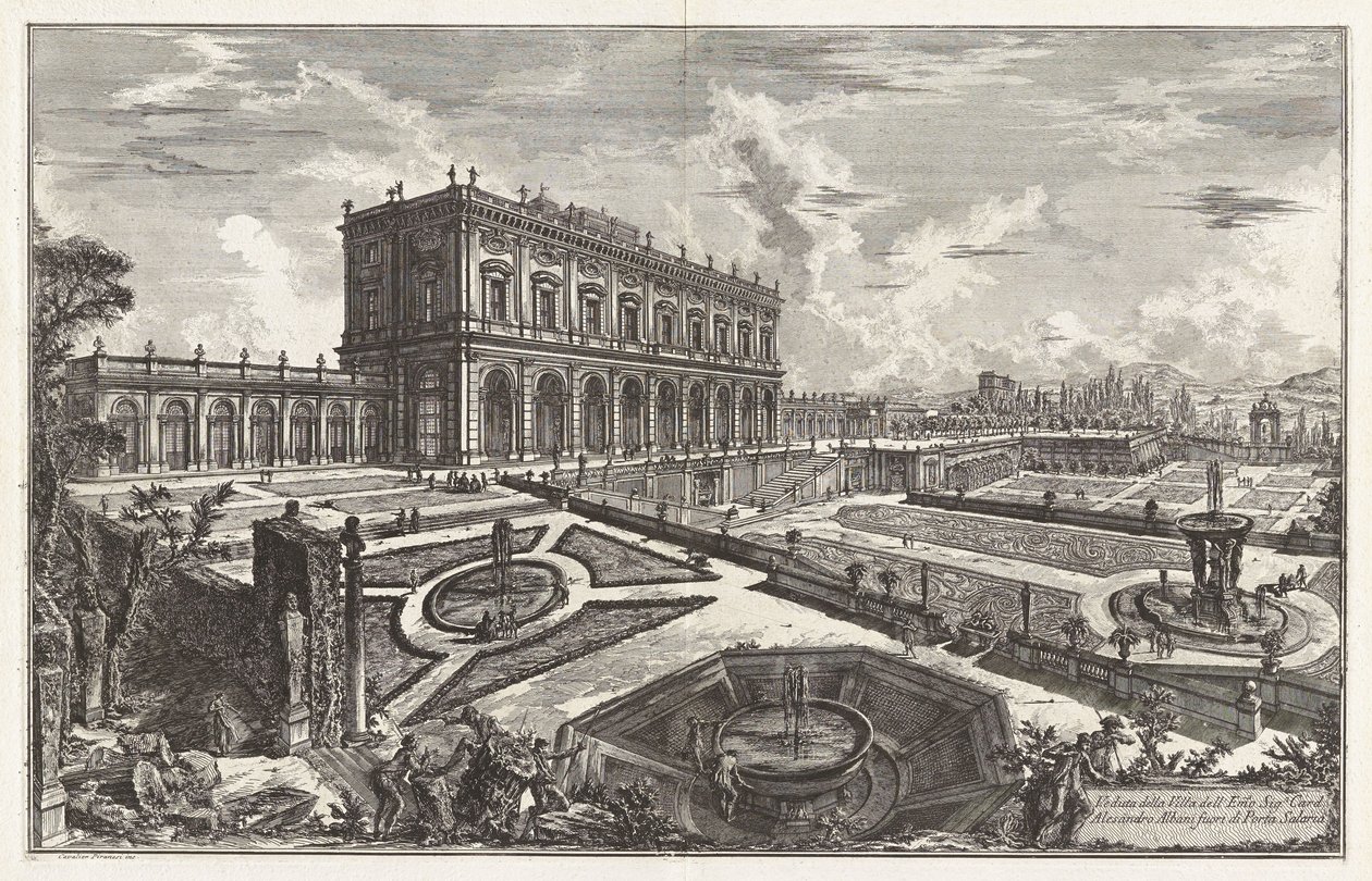 Utsikt over villaen til Hans Eminense kardinal Alessandro Albani utenfor Porta Salaria, fra Vedute di Roma (Utsikter over Roma) av Giovanni Battista Piranesi
