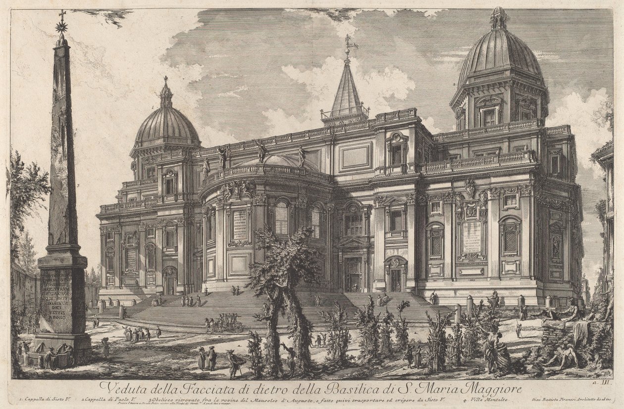 Utsikt over den bakre fasaden til basilikaen S. Maria Maggiore av Giovanni Battista Piranesi