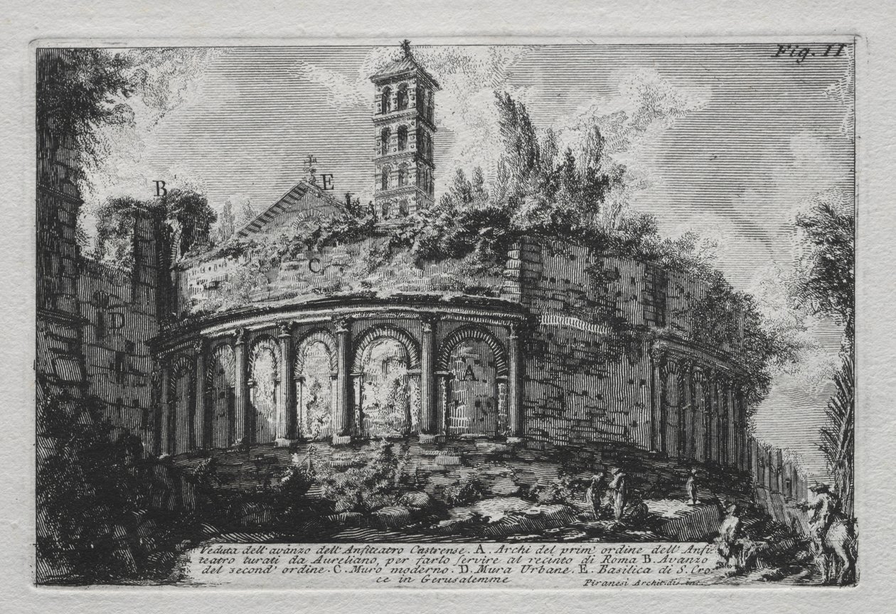 Utsikt over restene av Castranse amfiteater. av Giovanni-Battista Piranesi