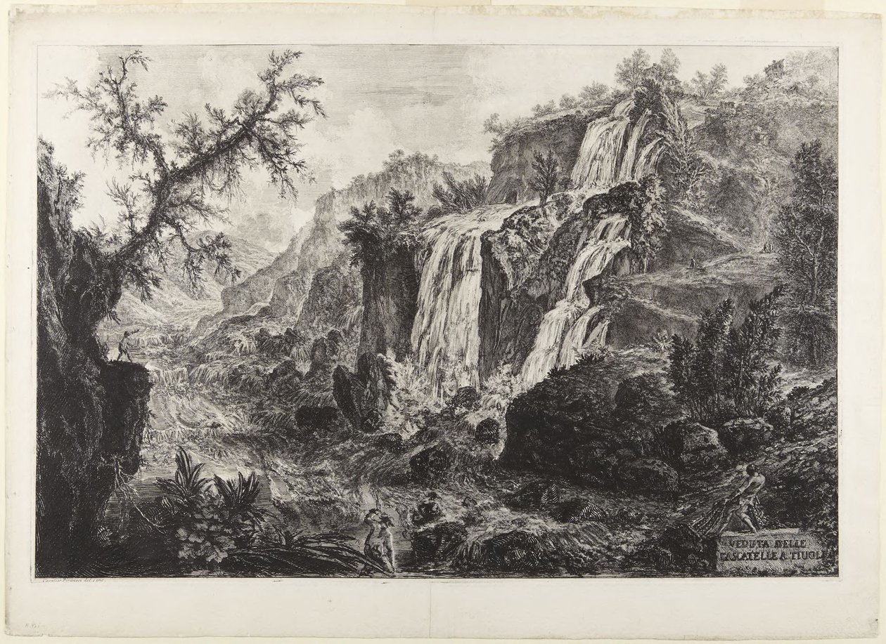Utsikt over de små fossene ved Tivoli av Giovanni Battista Piranesi
