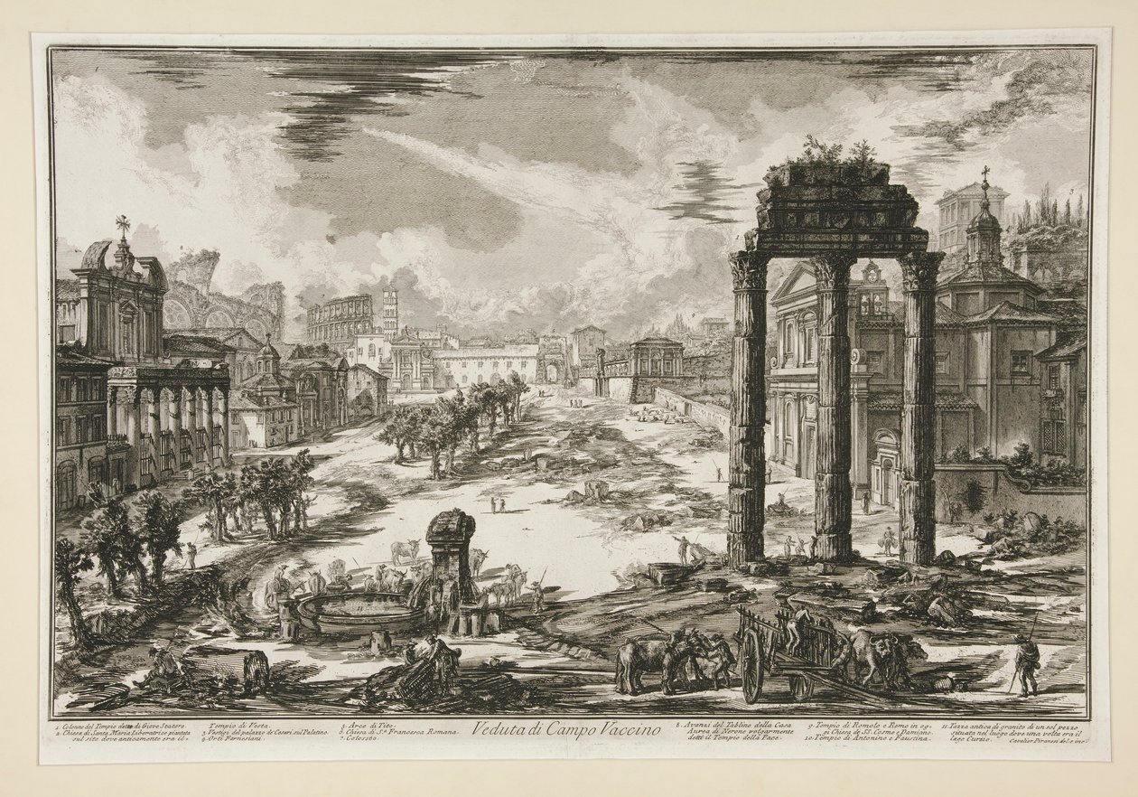 Utsikt over Campo Vaccino (Utsikt over Campo Vaccino), fra utsikt over Roma av Giovanni Battista Piranesi