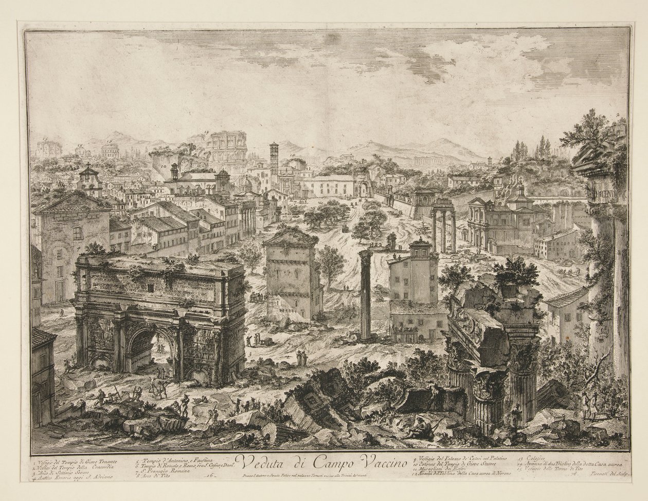 Utsikt over Campo Vaccino (Utsikt over Campo Vaccino), fra utsikt over Roma av Giovanni Battista Piranesi