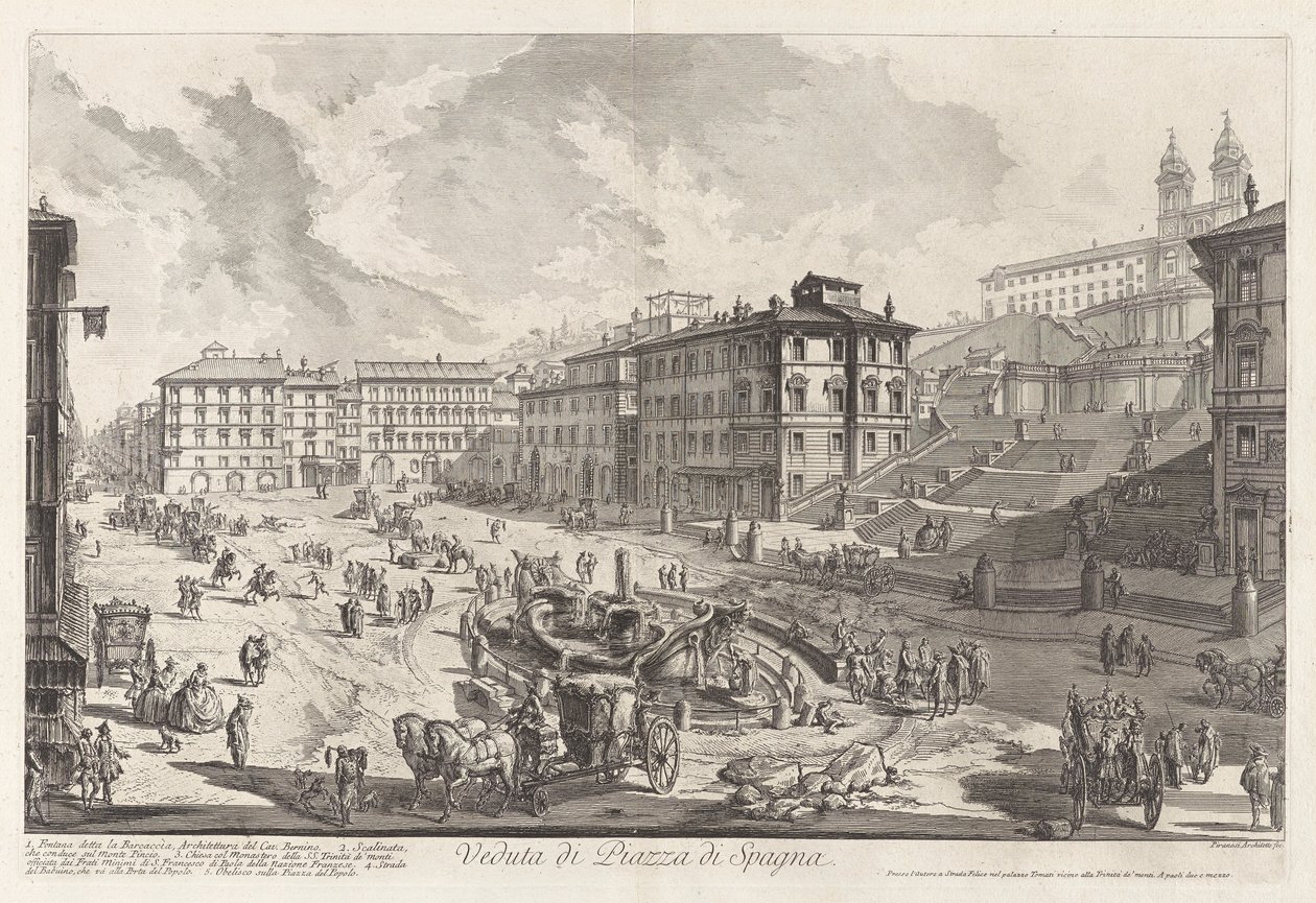 Utsikt over Piazza di Spagna, fra Vedute di Roma (Utsikt over Roma) av Giovanni Battista Piranesi