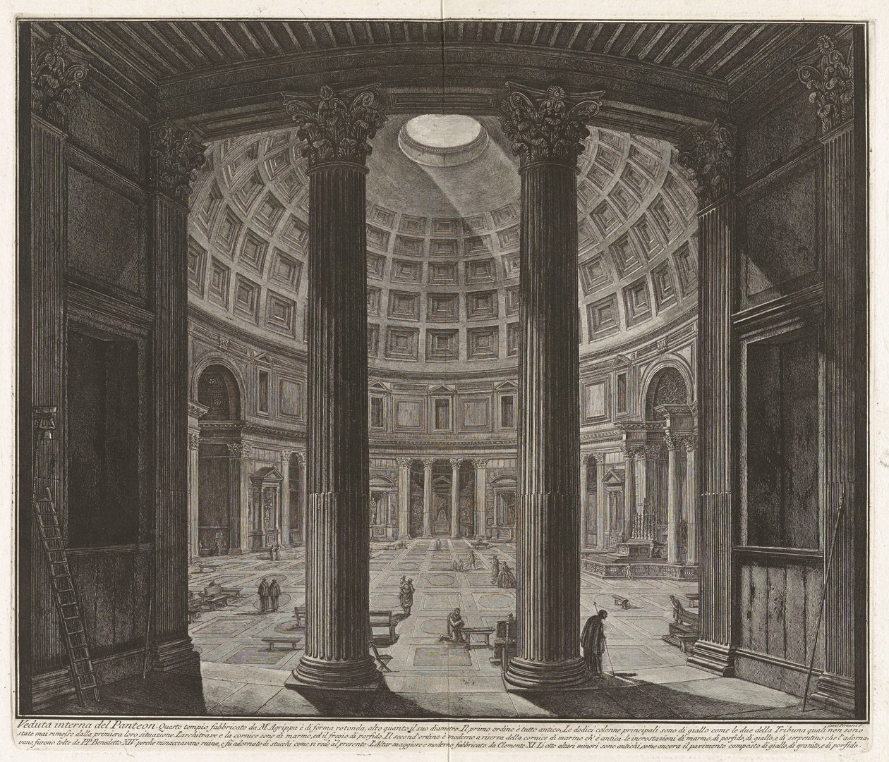 Innvendig utsikt over Pantheon..., fra «Prospekter av Roma» av Giovanni Battista Piranesi