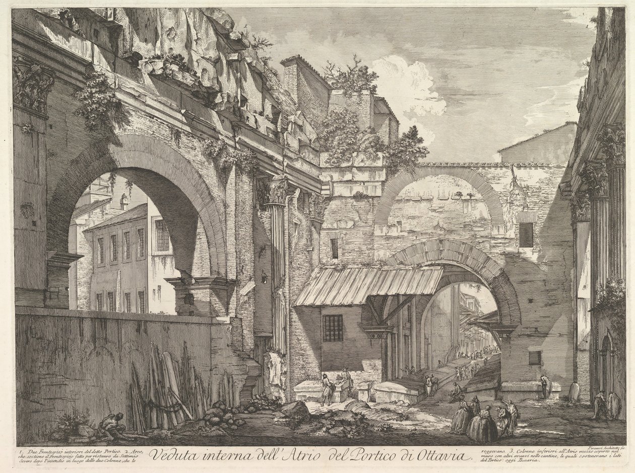 Innvendig utsikt over Atrium of Portico di Ottavia Innvendig utsikt over Atrium of Porti ..., 1760. av Giovanni Battista Piranesi