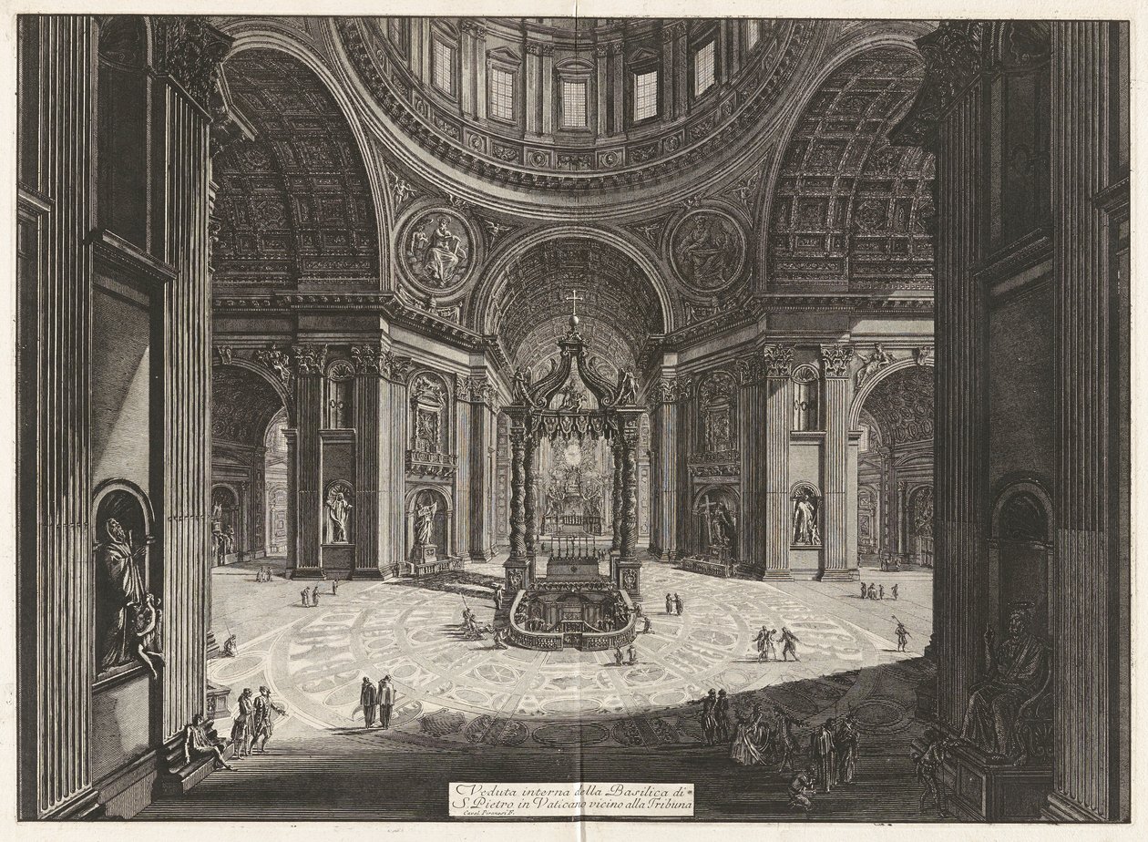 Innvendig utsikt over Basilica Saint Peter av Giovanni Battista Piranesi