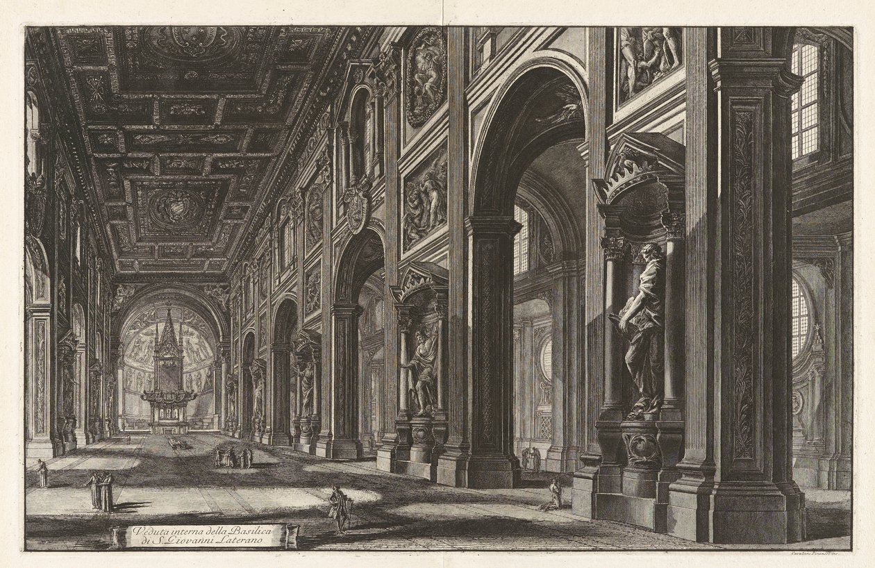 Innvendig utsikt over basilikaen San Giovanni Laterano, fra Vedute di Roma (Utsikt over Roma) av Giovanni Battista Piranesi
