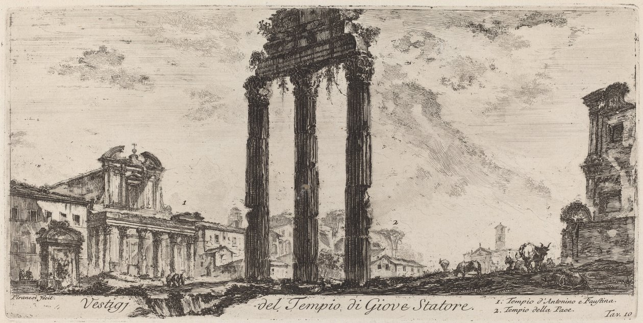 Vestiges av tempelet til Jupiter Stator av Giovanni Battista Piranesi