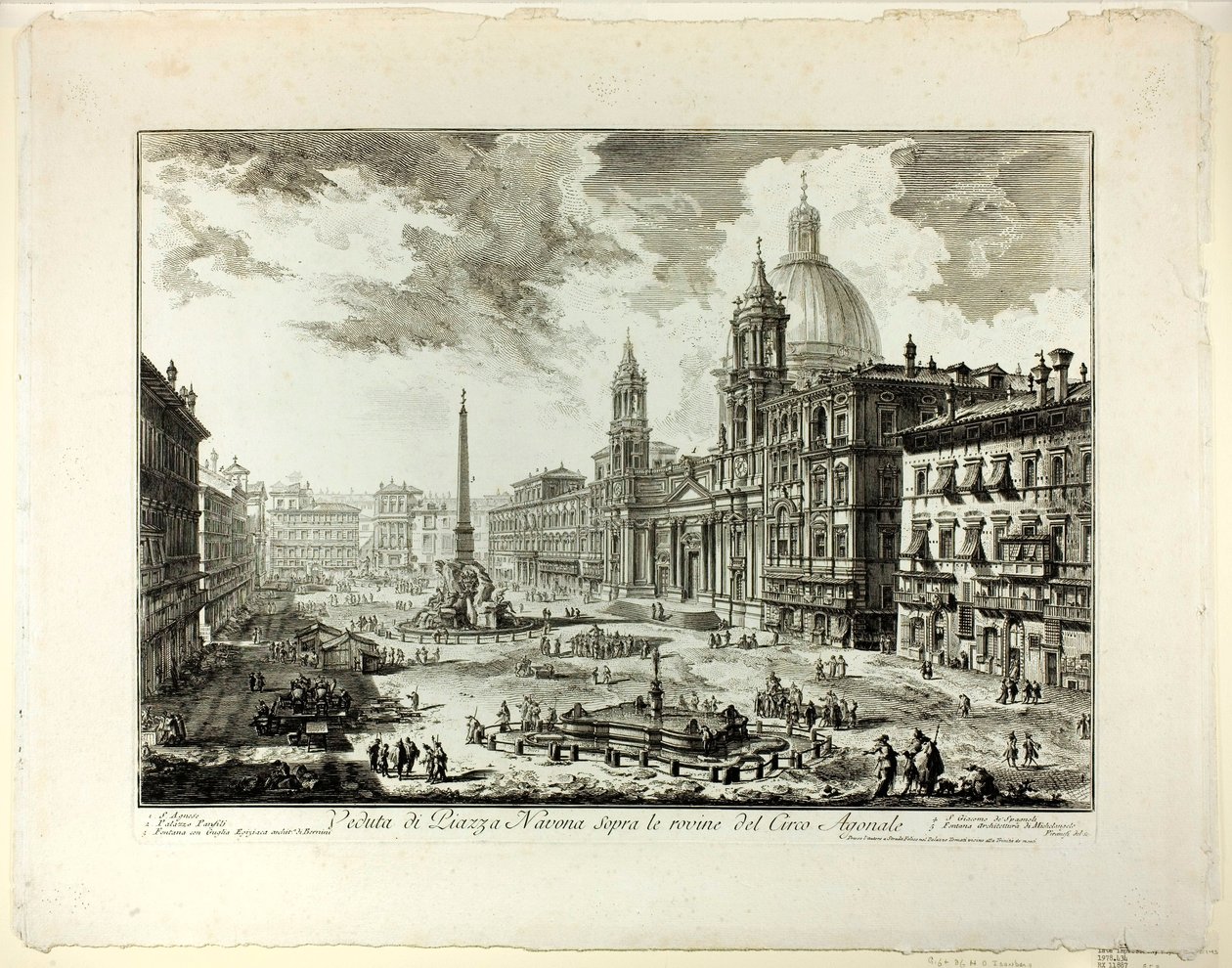 Utsikt over Piazza Navona over ruinene av Circus of Domitian, fra utsikt over Roma av Giovanni Battista Piranesi
