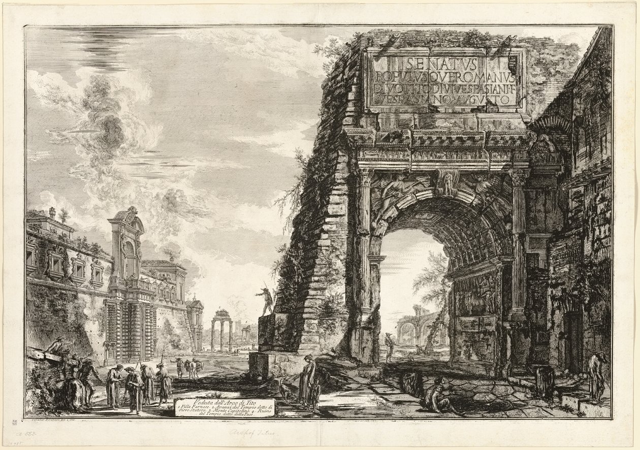 Utsikt over Titusbuen, fra utsikt over Roma av Giovanni Battista Piranesi