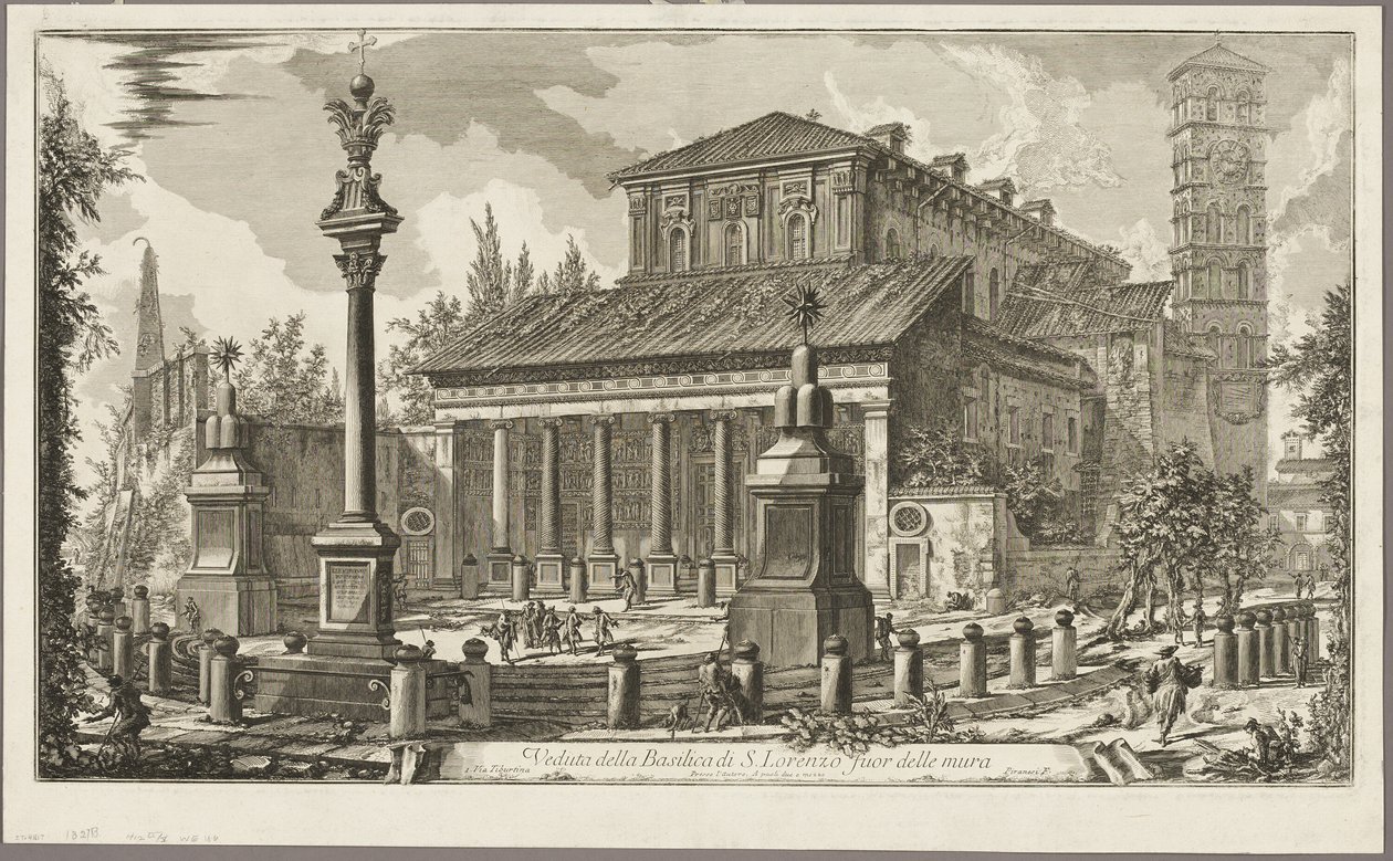Utsikt over basilikaen S. Lorenzo fuori delle Mura [S. Lorenzo utenfor murene], fra utsikt over Roma av Giovanni Battista Piranesi