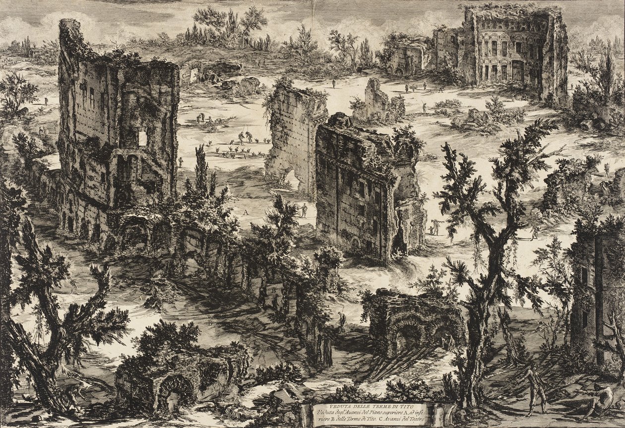 Utsikt over Titus-badene, ca. 1775 av Giovanni Battista Piranesi