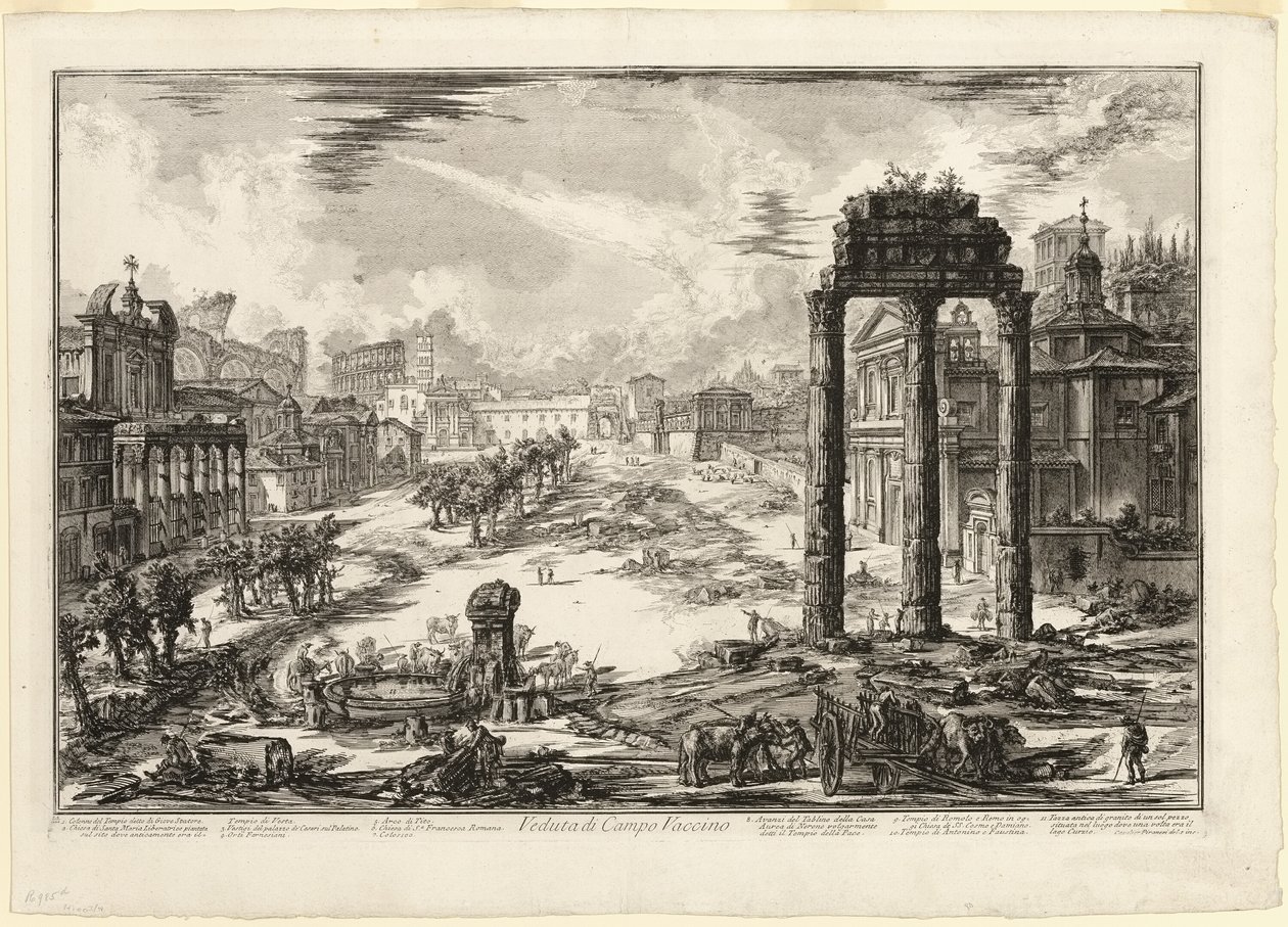 Utsikt over Campo Vaccino, fra utsikt over Roma av Giovanni-Battista Piranesi