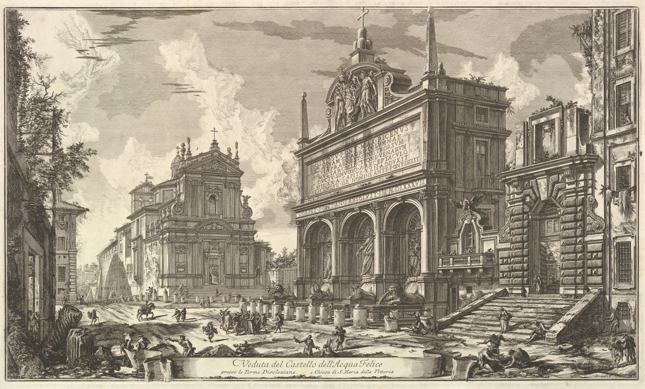 Utsikt over kilden til Acqua Felice..., fra Vedute di Roma (Romerske utsikter) av Giovanni Battista Piranesi