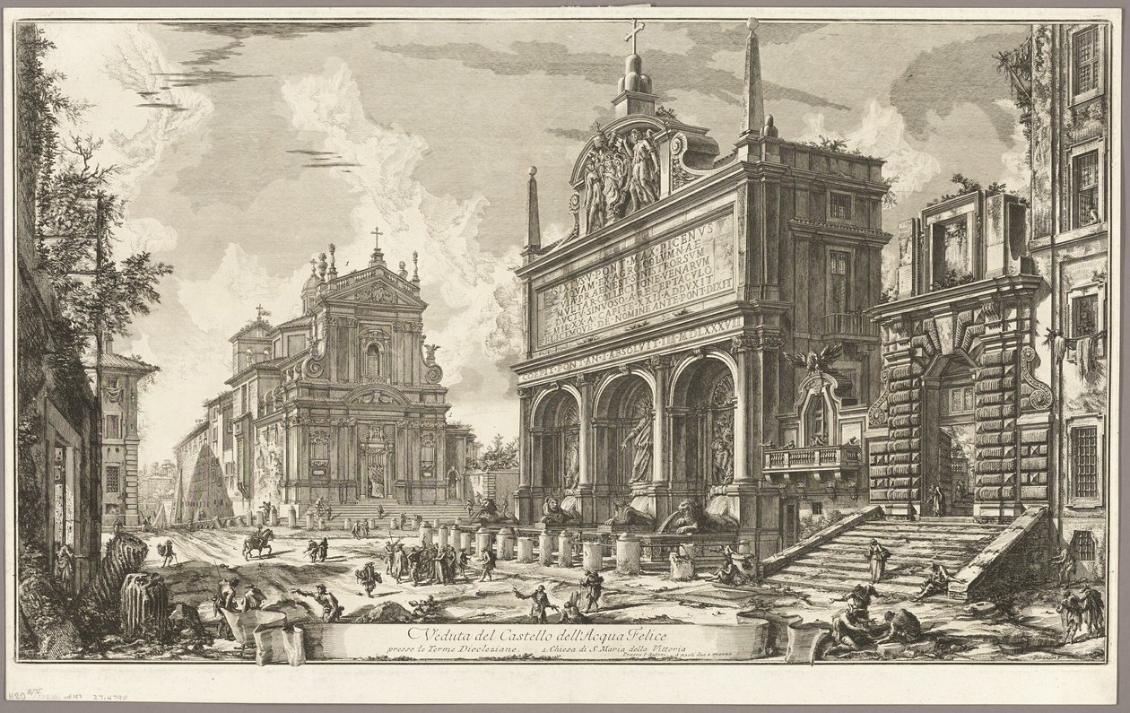 Utsikt over fontenehodet til Acqua Felice, fra utsikt over Roma av Giovanni Battista Piranesi