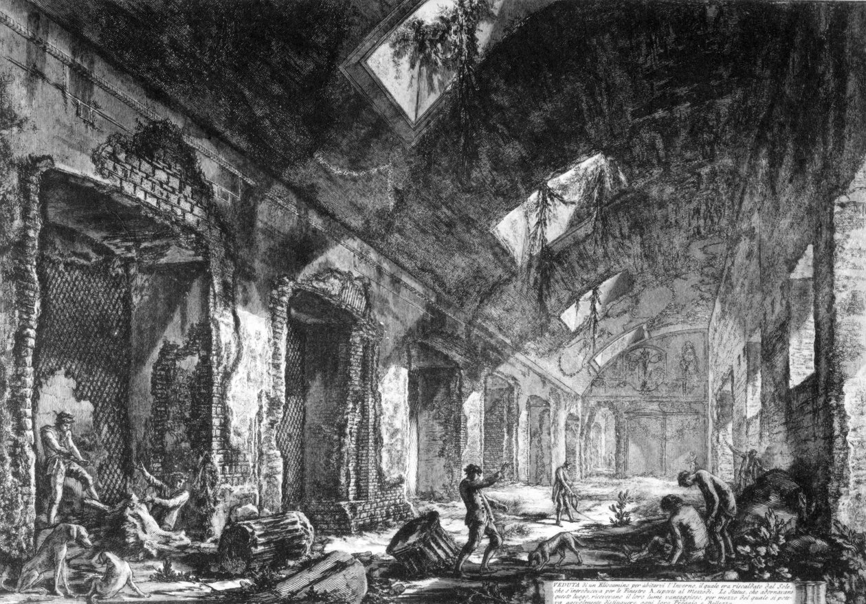 Utsikt over Heliocaminus ved Hadrians villa, Tivoli, fra 