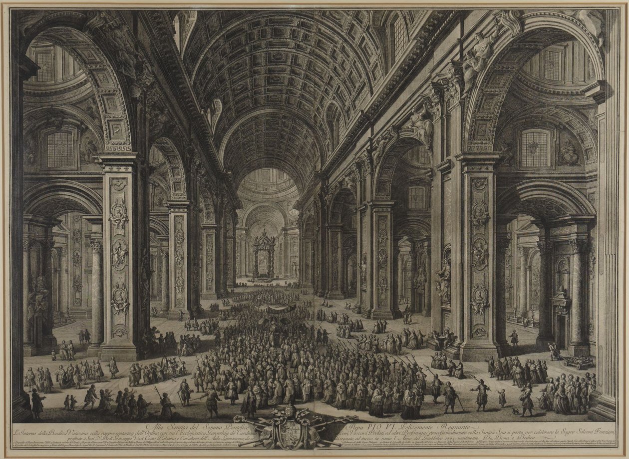 Utsikt over interiøret i Peterskirken av Giovanni Battista Piranesi