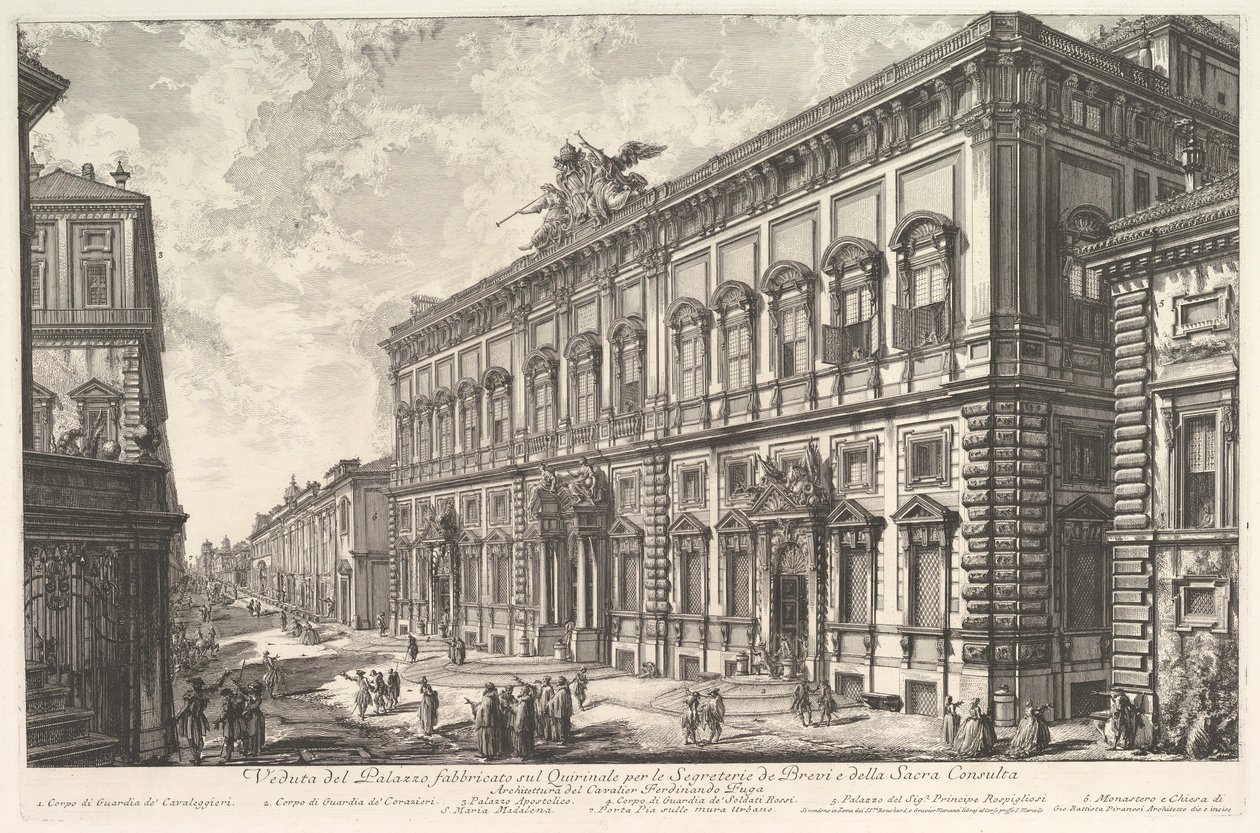 Utsikt over Palazzo della Consulta på Quirinal som huser det pavelige sekretariat, av..., ca. 1760-78. av Giovanni Battista Piranesi