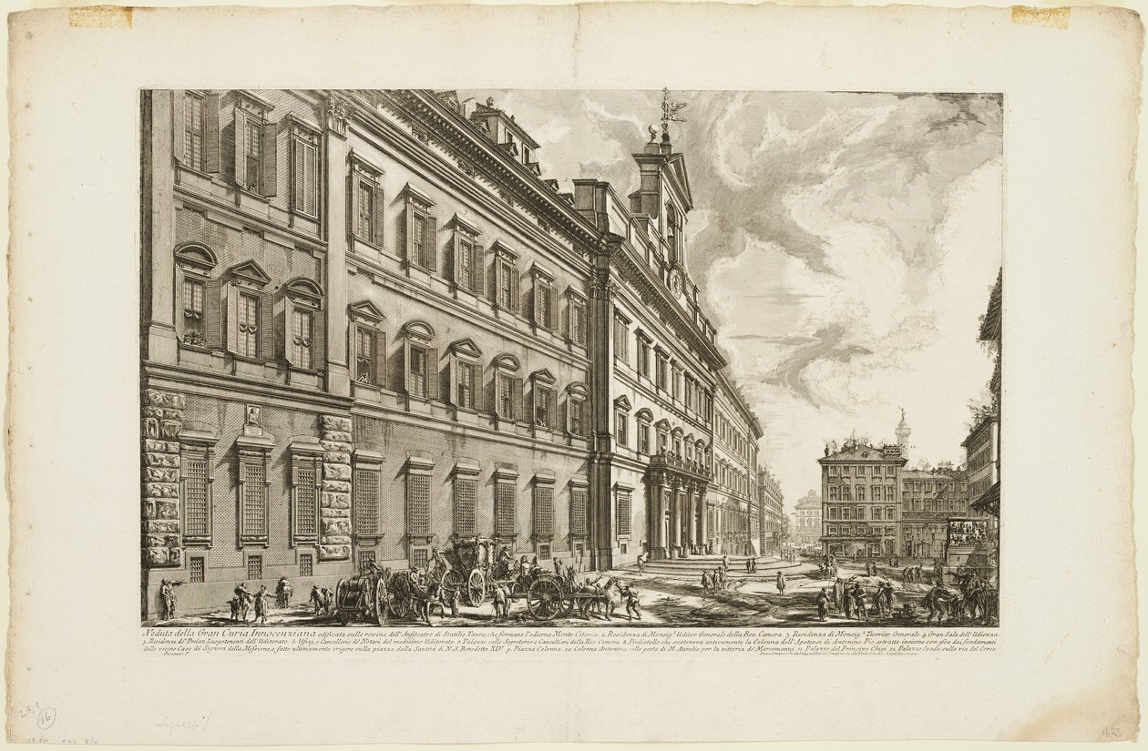 Utsikt over Palazzo di Montecitorio, fra utsikt over Roma av Giovanni Battista Piranesi