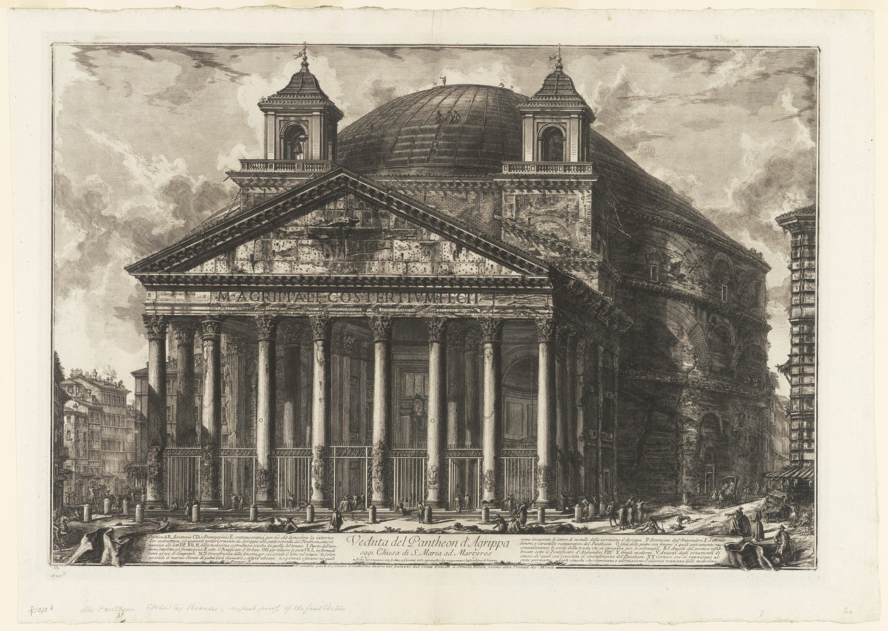 Utsikt over Pantheon of Agrippa, i dag S. Maria ad Martyres, fra Utsikt over Roma av Giovanni Battista Piranesi
