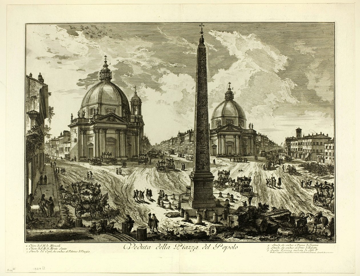 Utsikt over Piazza del Popolo, fra utsikt over Roma av Giovanni Battista Piranesi