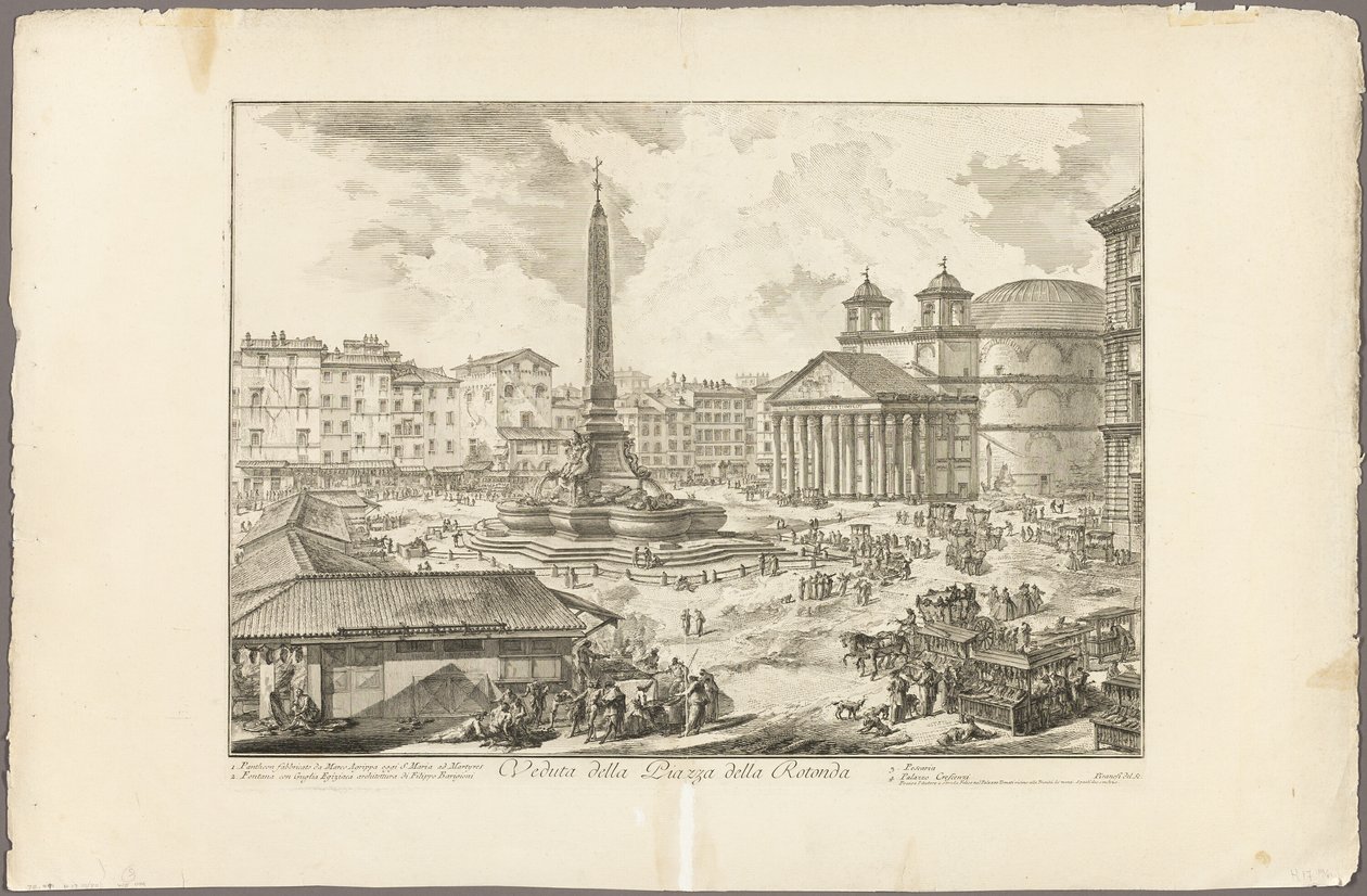 Utsikt over Piazza della Rotonda, fra utsikt over Roma av Giovanni Battista Piranesi