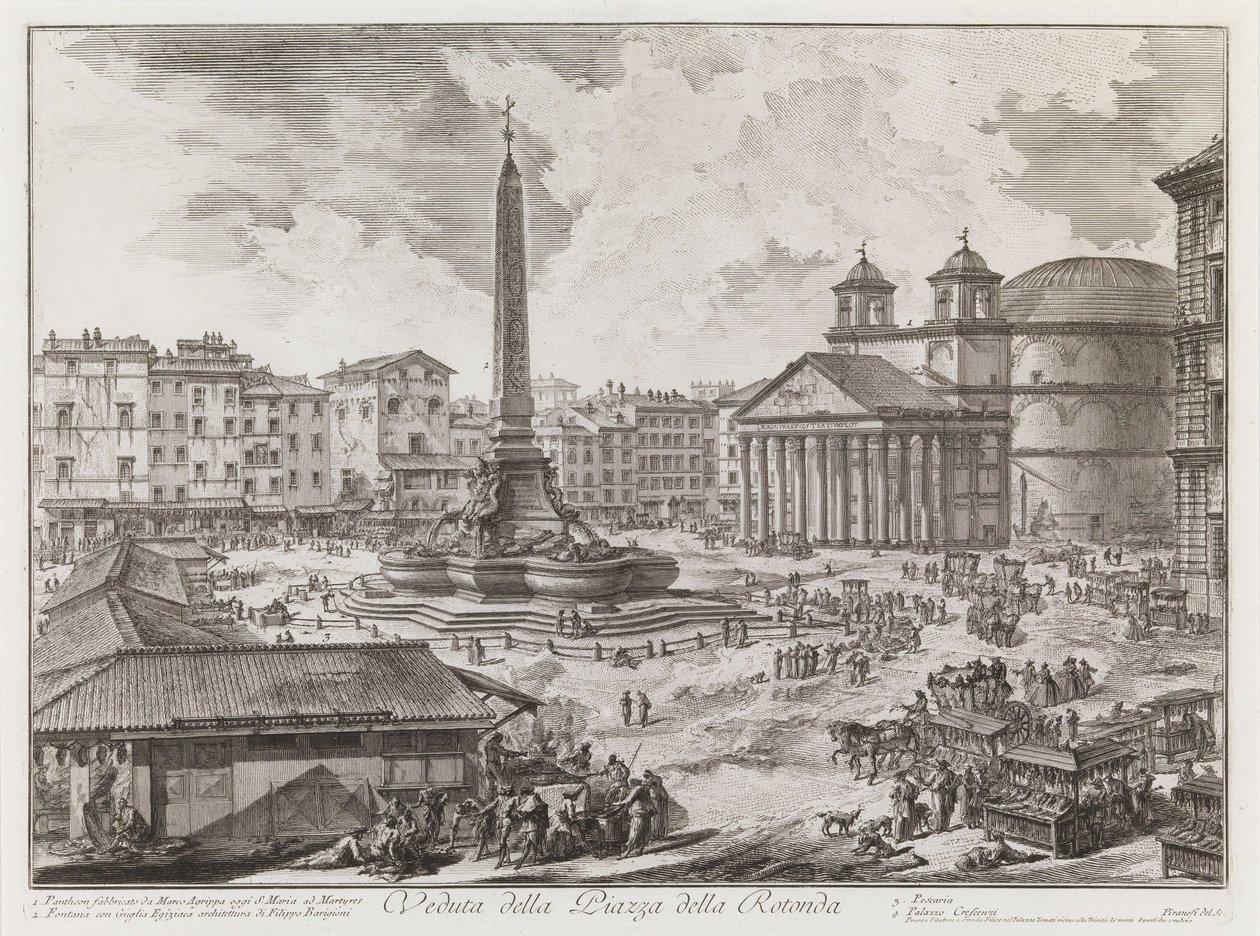 Utsikt over Piazza della Rotonda, fra serien Vedute di Roma av Giovanni Battista Piranesi