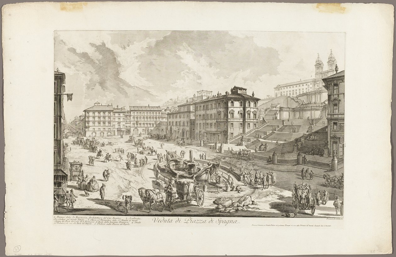 Utsikt over Piazza di Spagna, fra utsikt over Roma av Giovanni Battista Piranesi